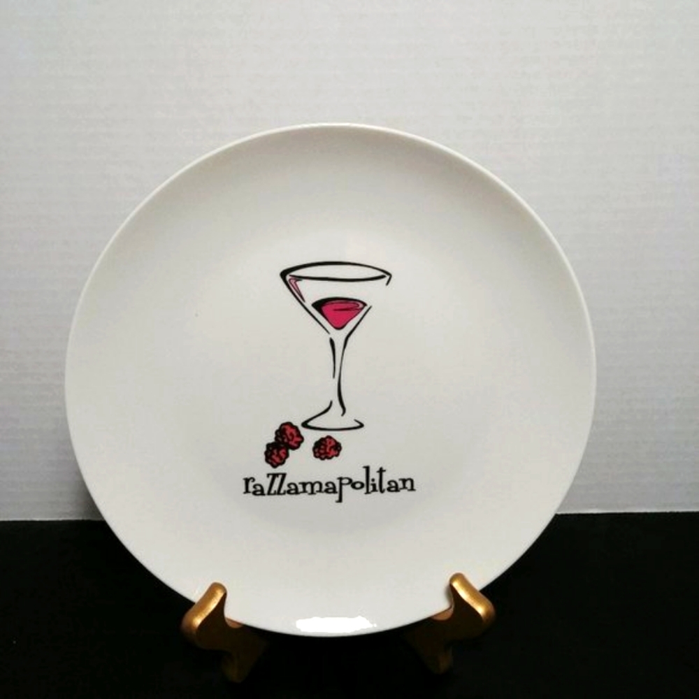 Chic Razzamapolitan Martini Cocktail Vintage Porcelain App Dessert Plate